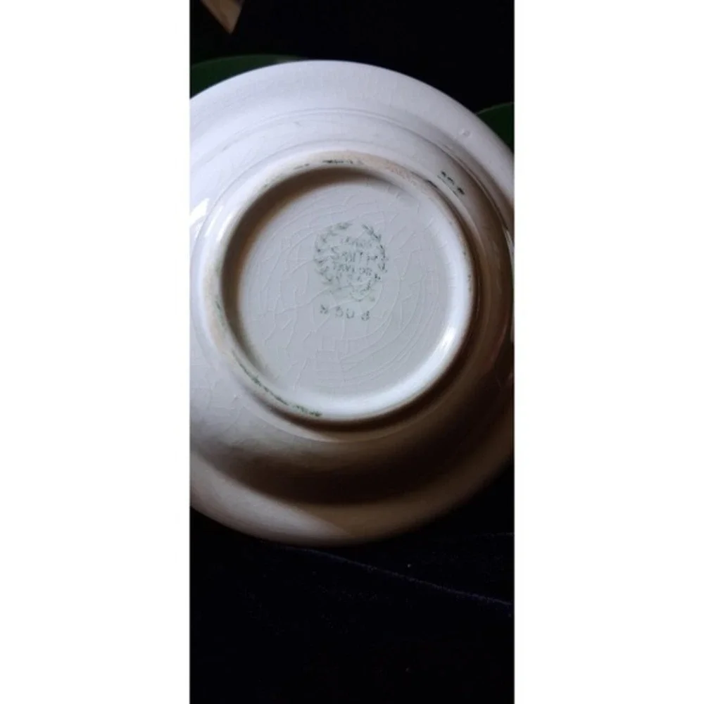 Vintage Taylor Smith Taylor Single Rose Pattern 2 Saucers, 1 Serving Dish.